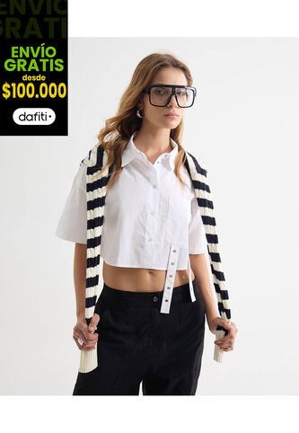 Blusa Para Mujer Manga Corta Color Marfil Marca Seven Seven #28124061 Seven Seven