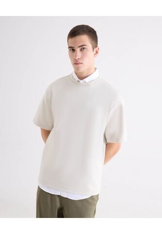 Camiseta Oversize Estampada  Para Hombre Crema Seven Seven Seven Seven