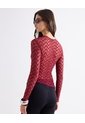 Camiseta Cuello Alto En Encaje Floral  Para Mujer Vino Seven Seven de Seven Seven