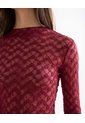 Camiseta Cuello Alto En Encaje Floral  Para Mujer Vino Seven Seven de Seven Seven