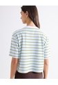 Camiseta Boxy Rayas Multicolor  Para Mujer Celeste Seven Seven de Seven Seven