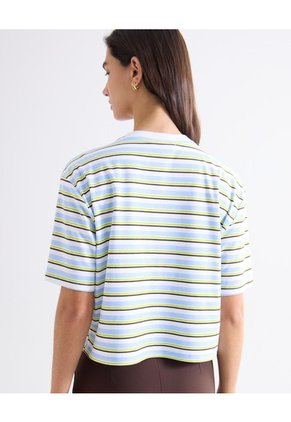 Camiseta Boxy Rayas Multicolor  Para Mujer Celeste Seven Seven