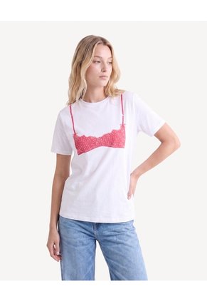 Camiseta Screen Holgada Para Mujer Crudo Seven Seven