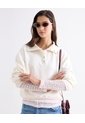 Buzo Cuello Alto Con Broches  Para Mujer Crema Seven Seven de Seven Seven