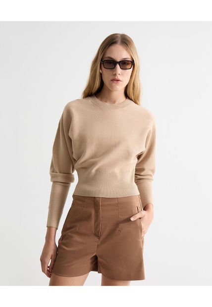 Saco Para Mujer Cuello Redondo Color Camel Marca Seven Seven #28330664