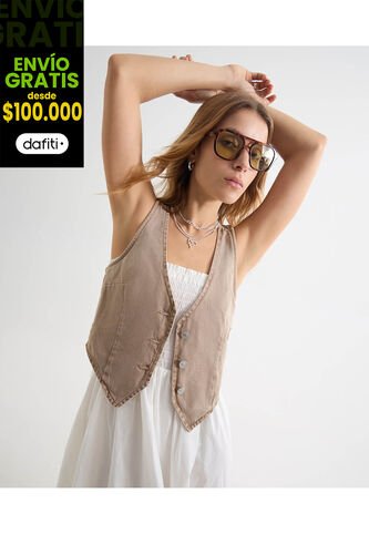 Chaleco Para Mujer Plano Color Arena Marca Seven Seven #28250133 Seven Seven