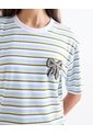 Camiseta Boxy Rayas Multicolor  Para Mujer Celeste Seven Seven de Seven Seven