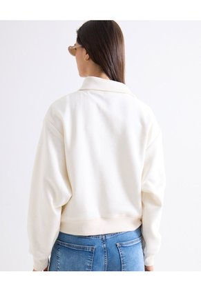 Buzo Cuello Alto Con Broches  Para Mujer Crema Seven Seven