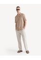 Camisa Resort Bordada  Para Hombre Camel Seven Seven de Seven Seven