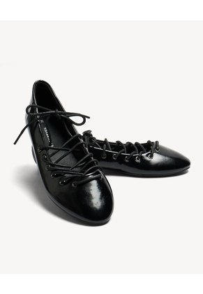 Baletas Punta Redondeada Para Mujer Negro Seven Seven