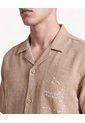 Camisa Resort Bordada  Para Hombre Camel Seven Seven de Seven Seven