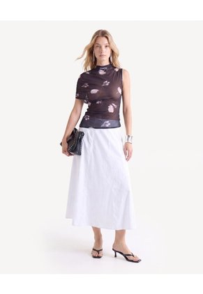 Blusa Ajustada Con Recogidos Para Mujer Negro Seven Seven