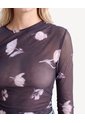 Camiseta Cuello Ojal Recogida  Para Mujer Negro Seven Seven de Seven Seven