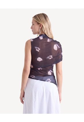 Blusa Ajustada Con Recogidos Para Mujer Negro Seven Seven