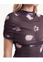 Blusa Ajustada Con Recogidos  Para Mujer Negro Seven Seven de Seven Seven