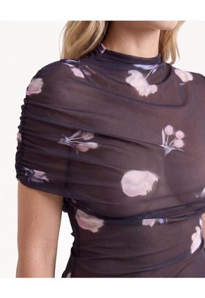 Blusa Ajustada Con Recogidos Para Mujer Negro Seven Seven