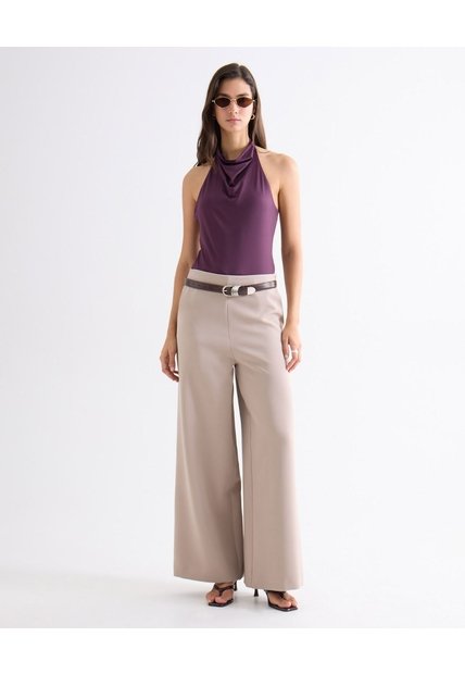 Pantalón Tiro Alto Bota Amplia  Para Mujer Taupe Seven Seven