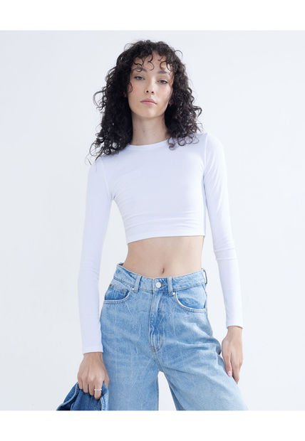 Camiseta Para Mujer Manga Larga Color Blanco Marca Seven Seven #28095760
