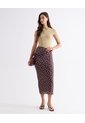 Falda Mesh Con Puntos Decorativos  Para Mujer Café Seven Seven de Seven Seven