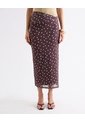Falda Mesh Con Puntos Decorativos  Para Mujer Café Seven Seven de Seven Seven