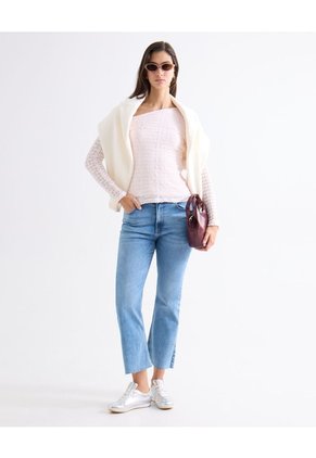 Jean Cropped Flare Desgastado Para Mujer Azul Seven Seven