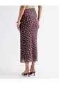 Falda Mesh Con Puntos Decorativos  Para Mujer Café Seven Seven de Seven Seven