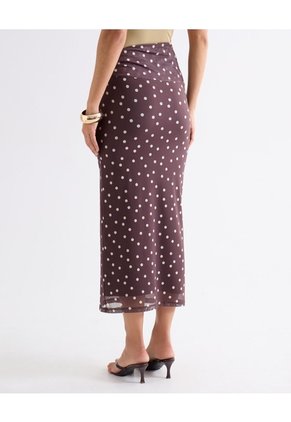 Falda Mesh Con Puntos Decorativos Para Mujer Café Seven Seven