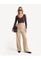 Pantalón Fluido Con Lazos Laterales  Para Mujer Camel Seven Seven de Seven Seven