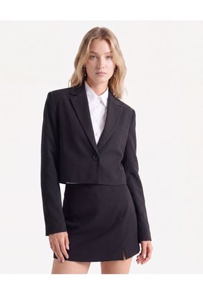 Blazer Cropped Cruzado  Para Mujer Negro Seven Seven