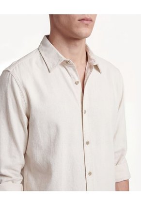 Camisa Rústica Con Charreteras Para Hombre Beige Seven Seven