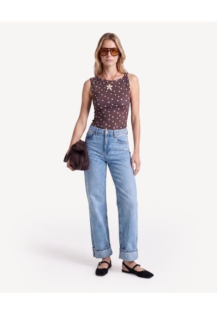 Camiseta Con Efecto Drapeado  Para Mujer Café Seven Seven