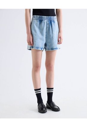 Short Azul Claro Con Pedrería Para Mujer Azul Seven Seven