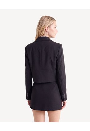 Blazer Cropped Cruzado  Para Mujer Negro Seven Seven