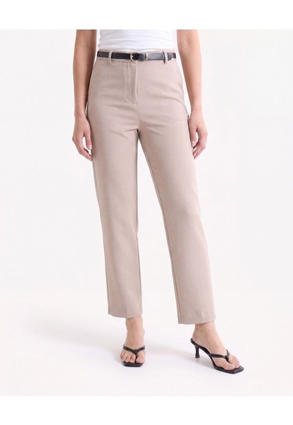 Pantalón Chino Con Cinturón  Para Mujer Beige Seven Seven
