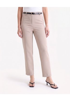 Pantalón Chino Con Cinturón Para Mujer Beige Seven Seven