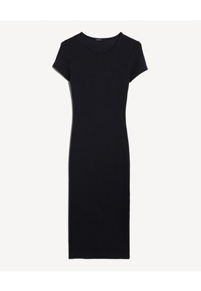 Vestido Midi Slim Minimal Para Mujer Negro Seven Seven