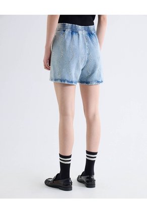 Short Azul Claro Con Pedrería Para Mujer Azul Seven Seven