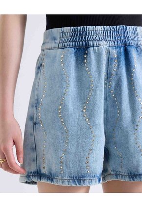 Short Azul Claro Con Pedrería Para Mujer Azul Seven Seven