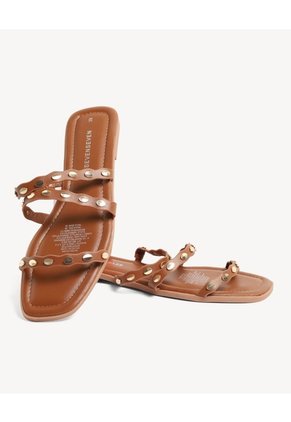 Sandalias Tiras Cruzadas  Para Mujer Camel Seven Seven