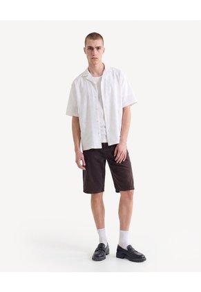 Camisa Resort Bordada Para Hombre Blanco Seven Seven
