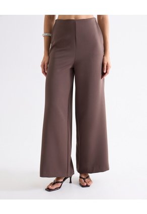 Pantalón Tiro Alto Bota Amplia Para Mujer Café Seven Seven
