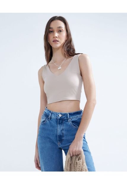 Camiseta Para Mujer Manga Sisa Color Beige Marca Seven Seven #28095913