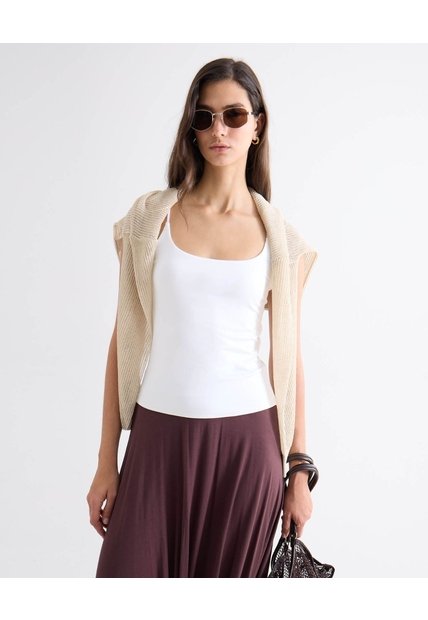 Camiseta De Tiras Doble Capa  Para Mujer Blanco Seven Seven