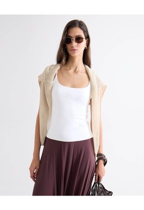 Camiseta De Tiras Doble Capa Para Mujer Blanco Seven Seven
