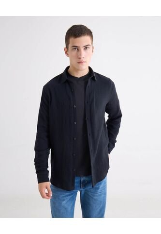 Camisa Regular Texturizada  Para Hombre Negro Seven Seven Seven Seven
