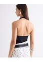 Body Cuello Alto Drapeado  Para Mujer Negro Seven Seven de Seven Seven
