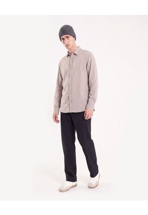 Camisa Rústica Regular Para Hombre Beige Seven Seven