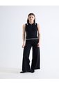 Pantalón Tejido Contraste Lateral  Para Mujer Negro Seven Seven de Seven Seven