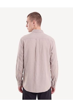 Camisa Rústica Regular Para Hombre Beige Seven Seven