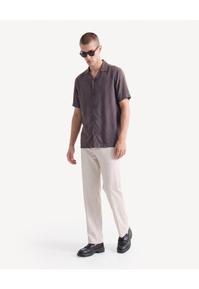 Camisa Resort Tacto Suave  Para Hombre Café Seven Seven